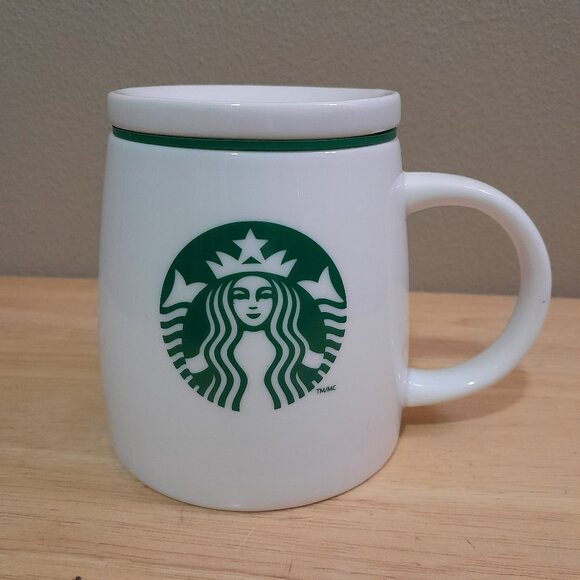 Starbucks Other - Starbucks 2011 Retired Chubby Ceramic Travel Mug White w Green Siren Logo 16oz